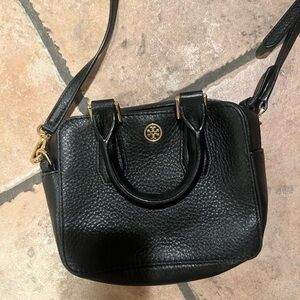 Tory Burch Black Pebbled Leather Crossbody Bag